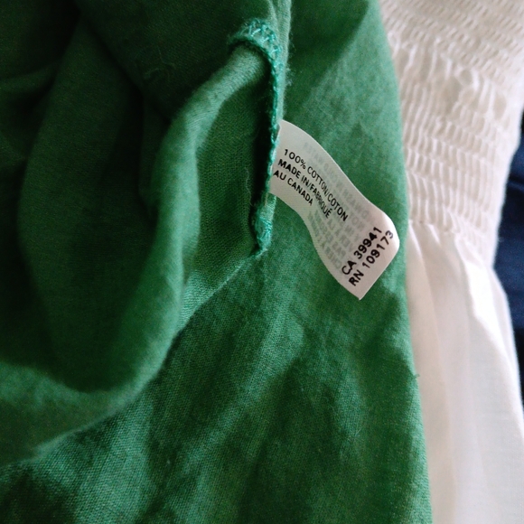 VIRGINIA JOHNSON Green + Blue Cotton Voile Puff Sleeve Blouse L - Picture 4 of 4